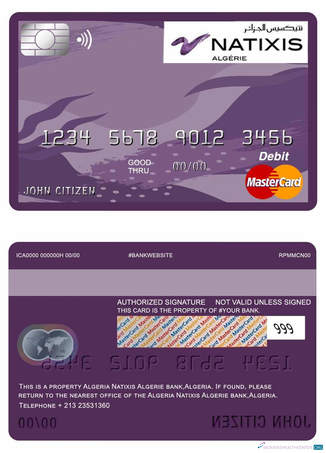 Download Algeria Natixis Algerie bank master debit card Photoshop template